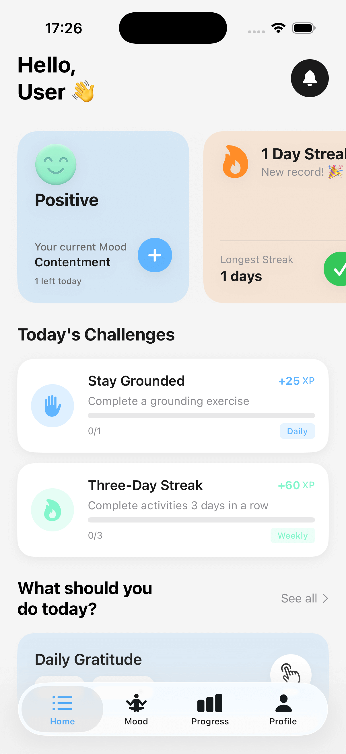 Mood Fast home screen